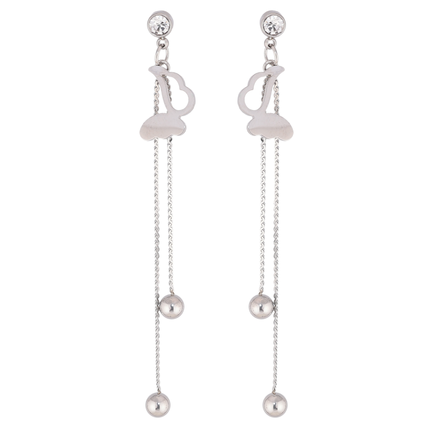 Сережки Xuping TTM Stainless Steel колір Родій пусети «Підвіски з метеликами» фото №1 Сережки Xuping TTM Stainless Steel колір Родій пусети «Підвіски з метеликами» фото №1