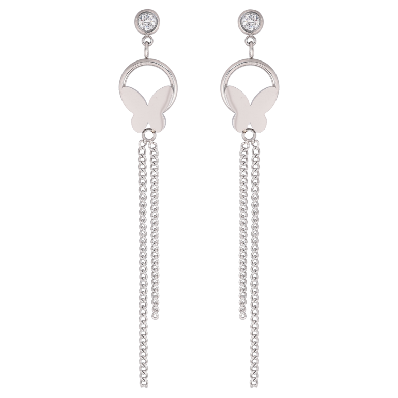 Сережки Xuping TTM Stainless Steel колір Родій пусети «Підвіски з метеликами» фото №4 Сережки Xuping TTM Stainless Steel колір Родій пусети «Підвіски з метеликами» фото №4