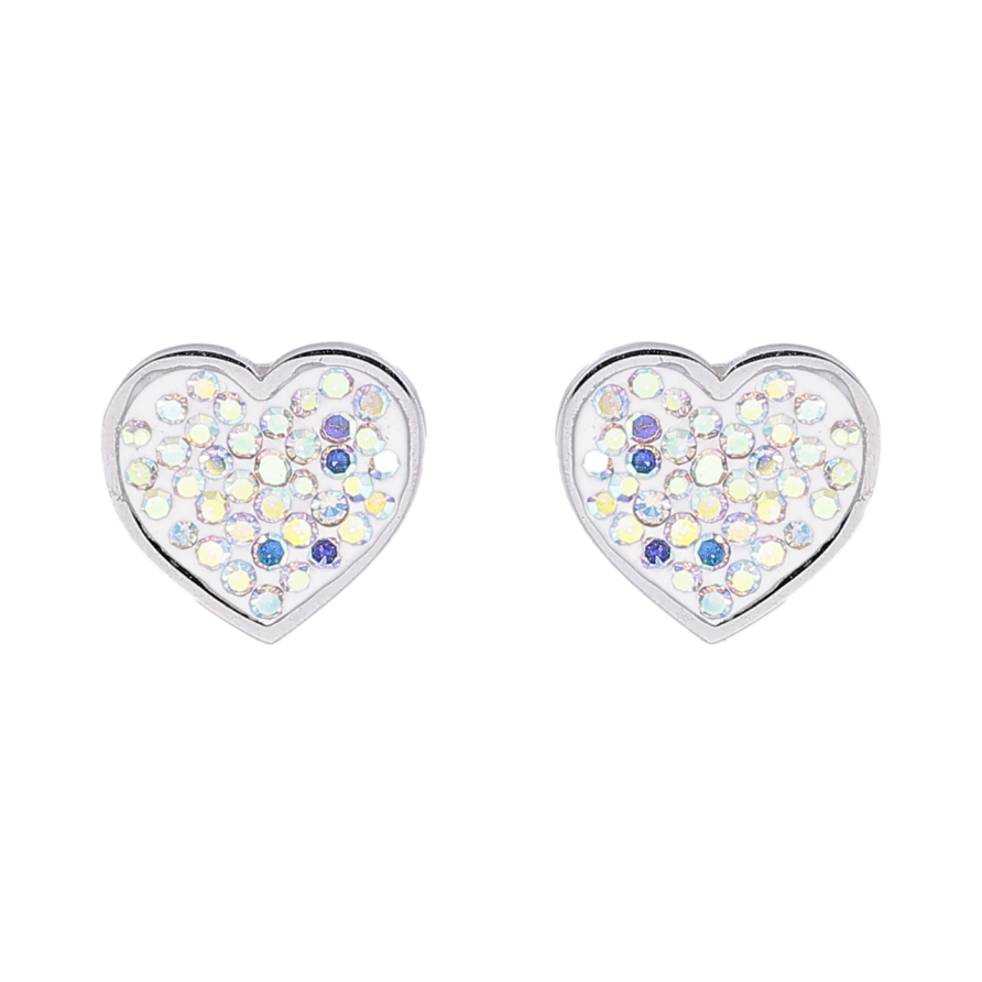 Серьги Xuping TTM Stainless Steel цвет Родий пусеты Сердечки с радужными кристаллами фото №1 Серьги Xuping TTM Stainless Steel цвет Родий пусеты Сердечки с радужными кристаллами фото №1