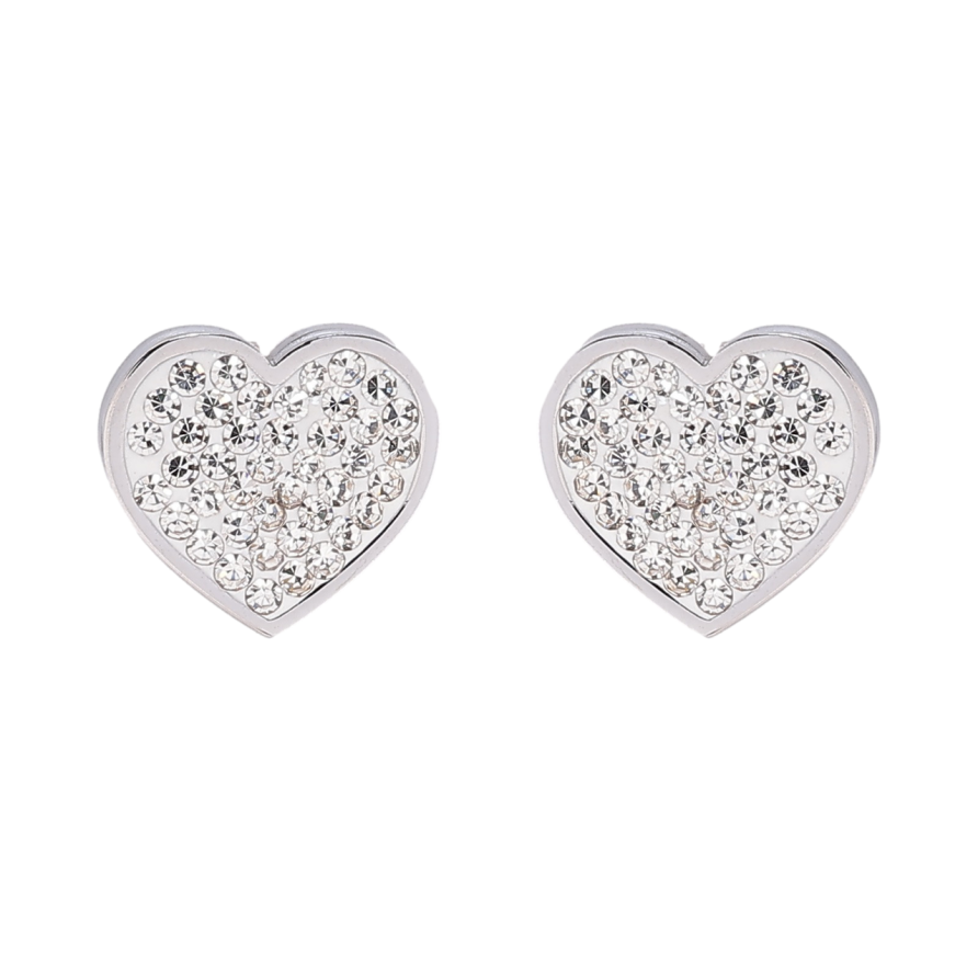 Сережки Xuping TTM Stainless Steel колір Родій пусети «Сердечка з кристалами» фото №1 Сережки Xuping TTM Stainless Steel колір Родій пусети «Сердечка з кристалами» фото №1