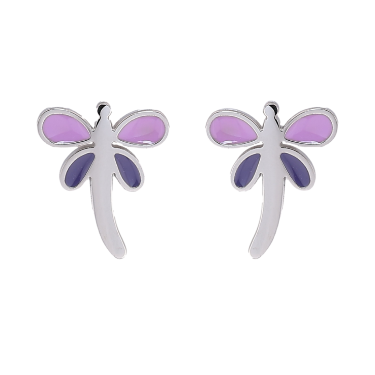 Серьги Xuping TTM Stainless Steel цвет Родий пусеты Стрекозы с цветной эмалью фото №23