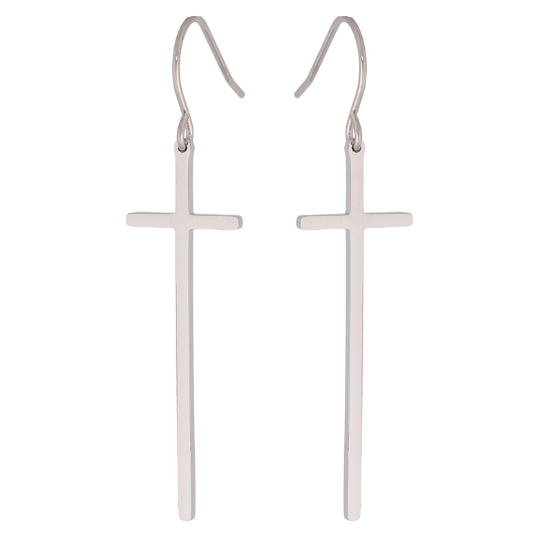 Сережки Xuping TTM Stainless Steel колір Родій французький замок «Хрестики» фото №1