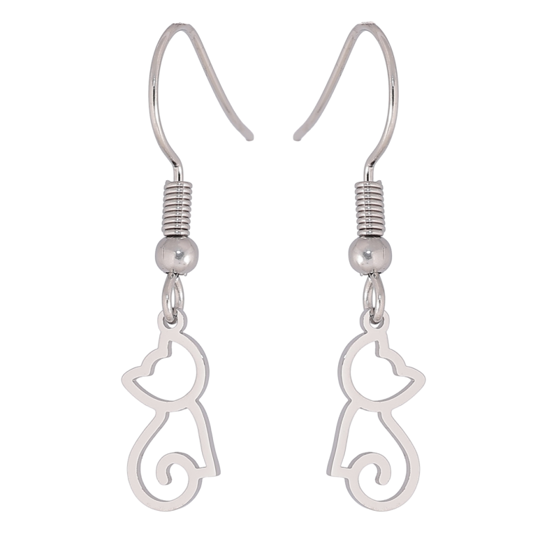 Сережки Xuping TTM Stainless Steel колір Родій французький замок «Котики» фото №8 Сережки Xuping TTM Stainless Steel колір Родій французький замок «Котики» фото №8