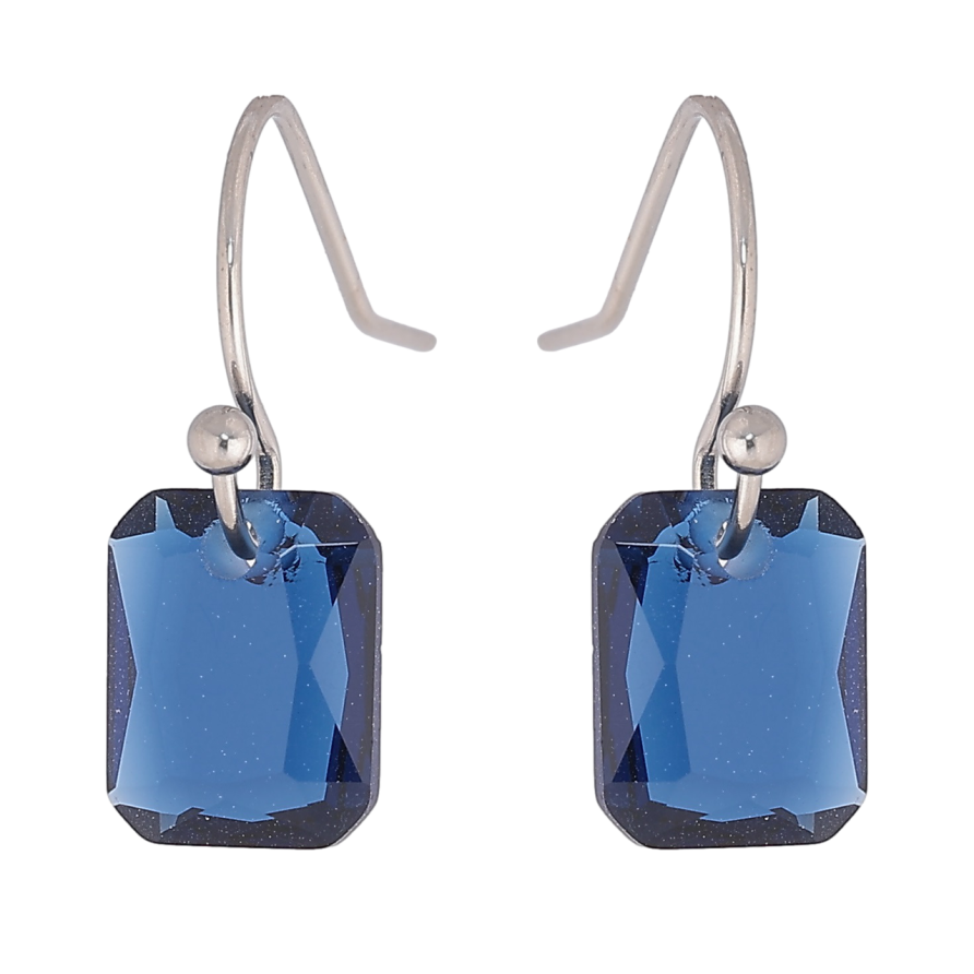 Сережки Xuping TTM Stainless Steel колір Родій французький замок «Сині кристали» фото №1 Сережки Xuping TTM Stainless Steel колір Родій французький замок «Сині кристали» фото №1