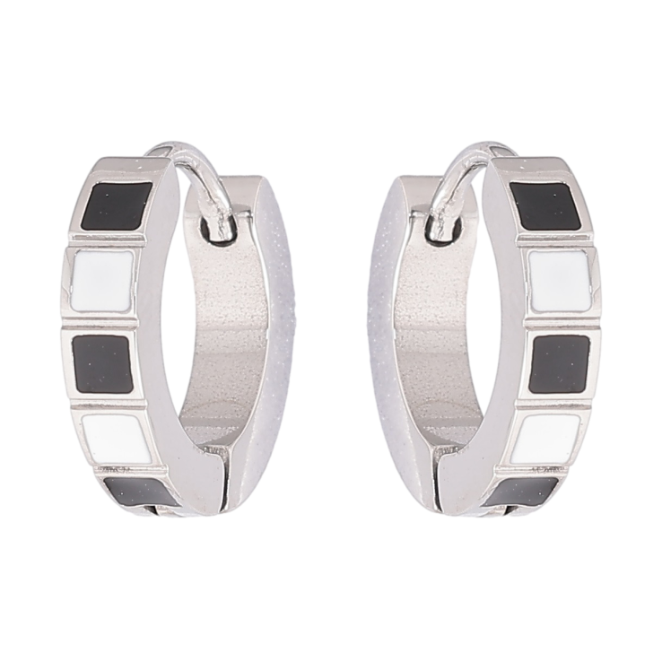 Сережки Xuping TTM Stainless Steel колір Родій колечка «Візерунок з чорно-білою емаллю» фото №25 Сережки Xuping TTM Stainless Steel колір Родій колечка «Візерунок з чорно-білою емаллю» фото №25