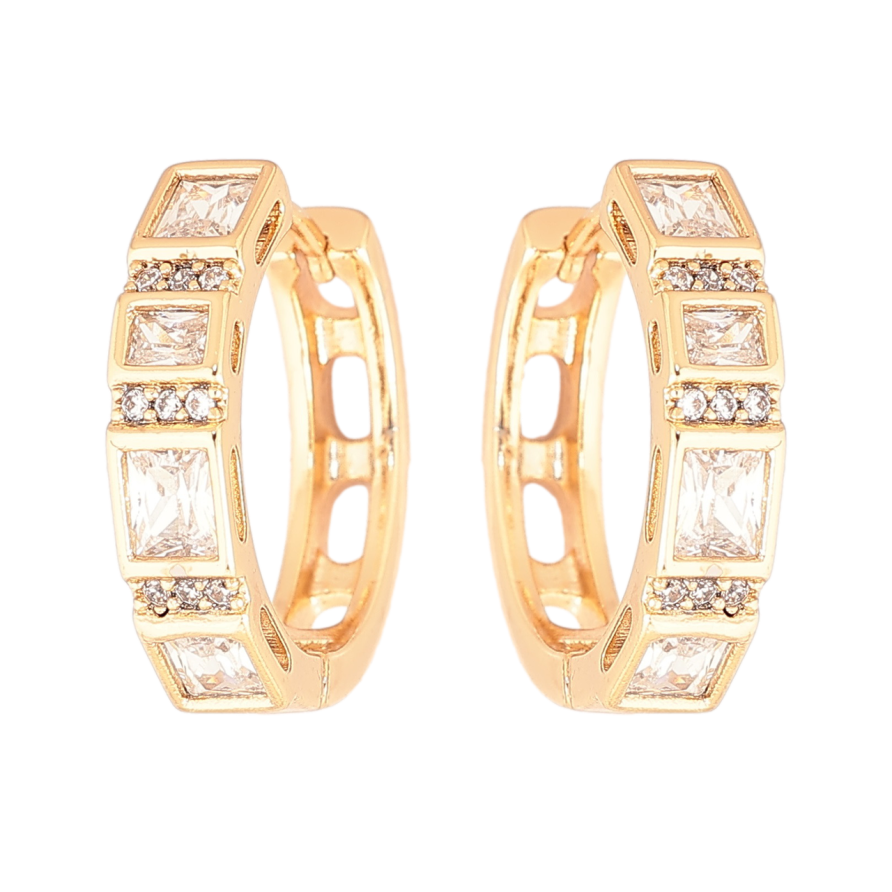 Серьги Xuping Позолота 18K колечки Инкрустация кристаллами фото №1