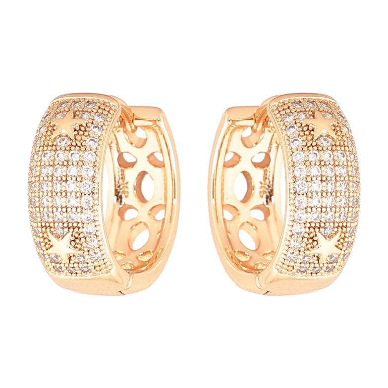 Сережки Xuping Позолота 18K колечка «Інкрустація кристалами з зірками» фото №9