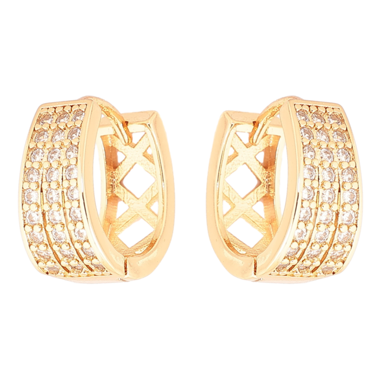 Сережки Xuping Позолота 18K колечка «Інкрустація кристалами» фото №2 Сережки Xuping Позолота 18K колечка «Інкрустація кристалами» фото №2