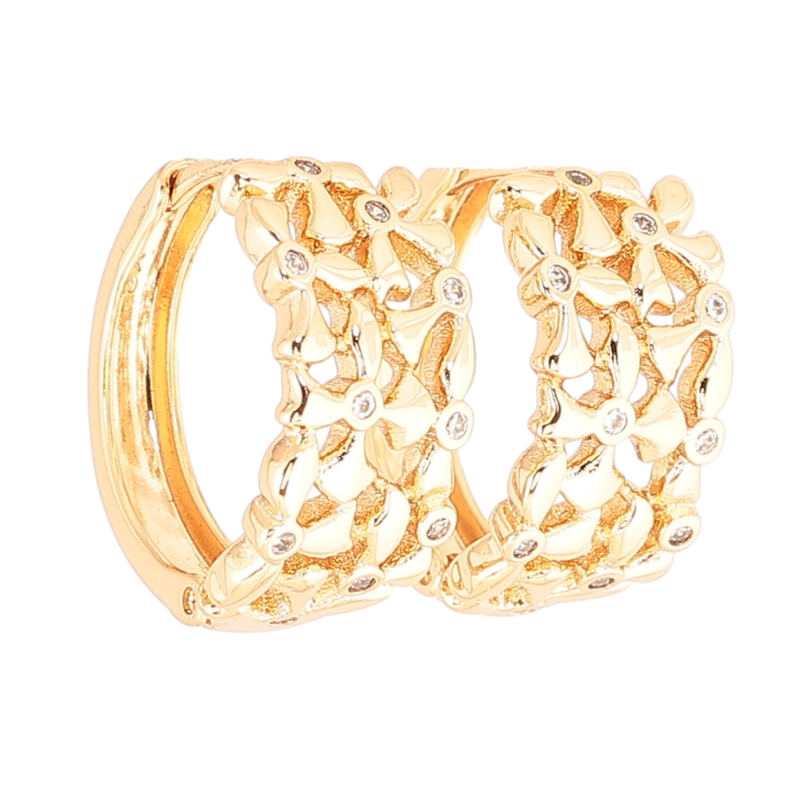 Серьги Xuping Позолота 18K колечки Декоративный узор с кристаллами фото №1 Серьги Xuping Позолота 18K колечки Декоративный узор с кристаллами фото №1