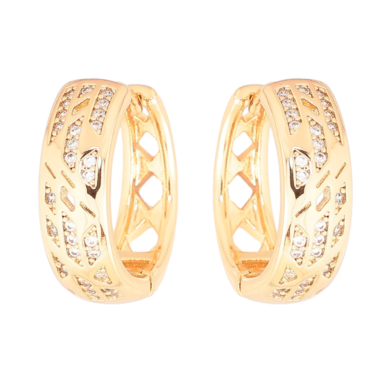 Сережки Xuping Позолота 18K колечка «Декоративний візерунок з кристалами» фото №4 Сережки Xuping Позолота 18K колечка «Декоративний візерунок з кристалами» фото №4