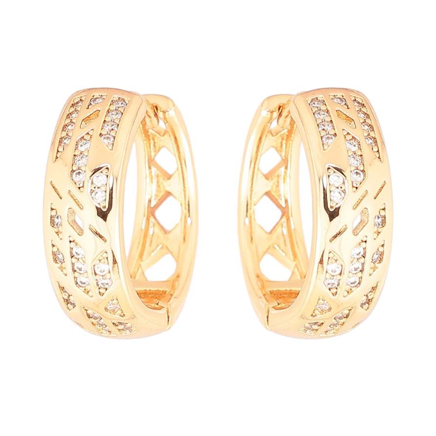 Серьги Xuping Позолота 18K колечки Декоративный узор с кристаллами фото №1 Серьги Xuping Позолота 18K колечки Декоративный узор с кристаллами фото №1