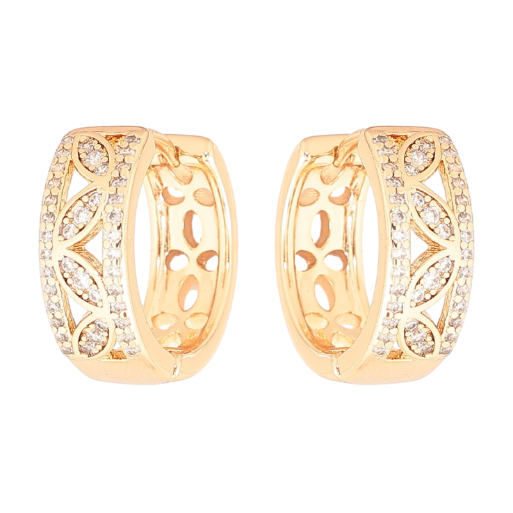 Сережки Xuping Позолота 18K колечка «Візерунок з кристалами» фото №18