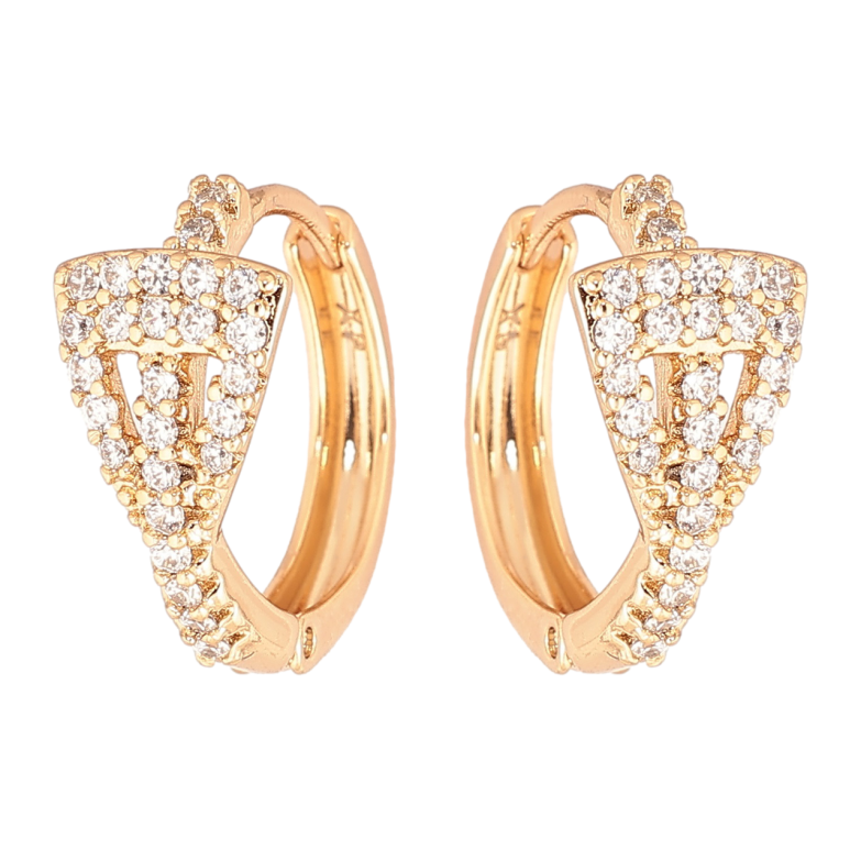 Сережки Xuping Позолота 18K колечка «Візерунок з кристалами» фото №1 Сережки Xuping Позолота 18K колечка «Візерунок з кристалами» фото №1