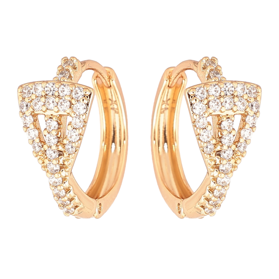 Серьги Xuping Позолота 18K колечки Узор с кристаллами фото №1 Серьги Xuping Позолота 18K колечки Узор с кристаллами фото №1