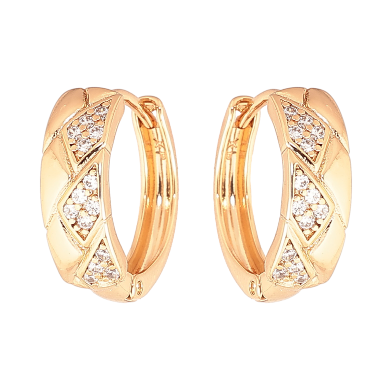 Сережки Xuping Позолота 18K колечка «Візерунок з кристалами» фото №2 Сережки Xuping Позолота 18K колечка «Візерунок з кристалами» фото №2