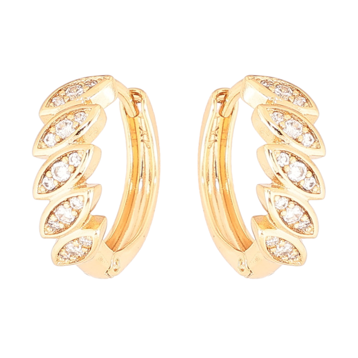 Сережки Xuping Позолота 18K колечка «Візерунок з кристалами» фото №5