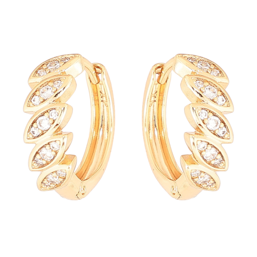 Сережки Xuping Позолота 18K колечка «Візерунок з кристалами» фото №1