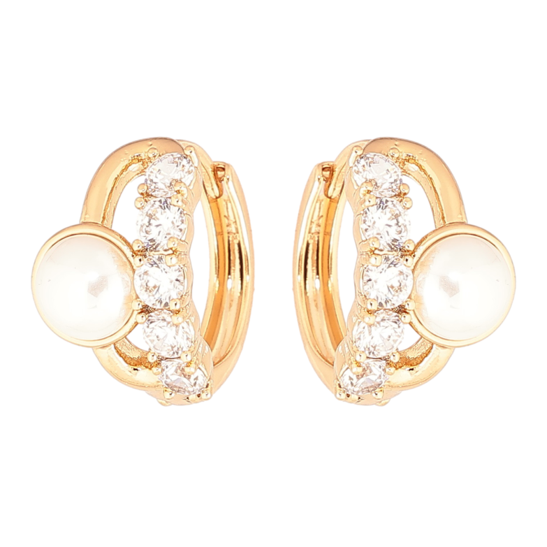 Сережки Xuping Позолота 18K колечка «Візерунок з кристалами та перлинами» фото №9 Сережки Xuping Позолота 18K колечка «Візерунок з кристалами та перлинами» фото №9