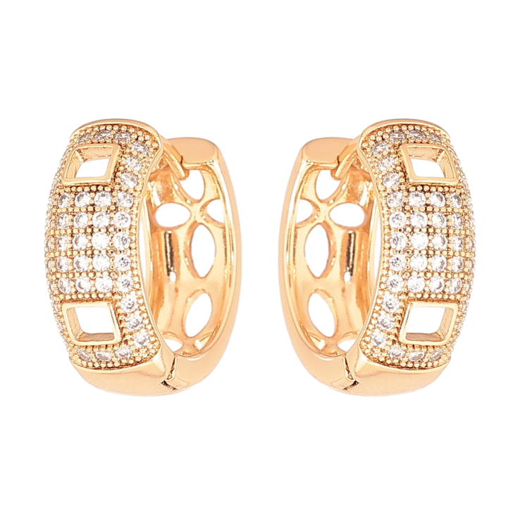 Серьги Xuping Позолота 18K колечки Узор с инкрустацией кристаллами фото №7 Серьги Xuping Позолота 18K колечки Узор с инкрустацией кристаллами фото №7