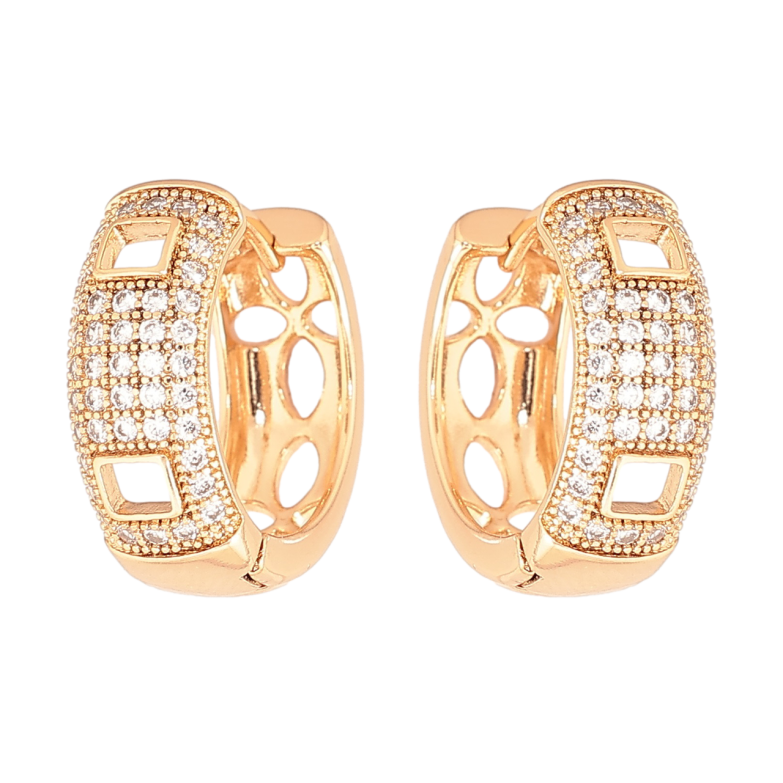 Сережки Xuping Позолота 18K колечка «Візерунок з інкрустацією кристалами» фото №1 Сережки Xuping Позолота 18K колечка «Візерунок з інкрустацією кристалами» фото №1