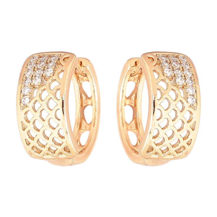 Серьги Xuping Позолота 18K колечки Резной узор с кристаллами фото №10 Серьги Xuping Позолота 18K колечки Резной узор с кристаллами фото №10