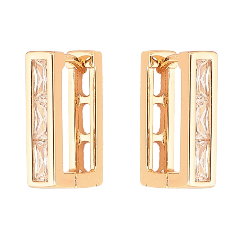 Сережки Xuping Позолота 18K колечка «Прямокутні з кристалами» фото №5 Сережки Xuping Позолота 18K колечка «Прямокутні з кристалами» фото №5