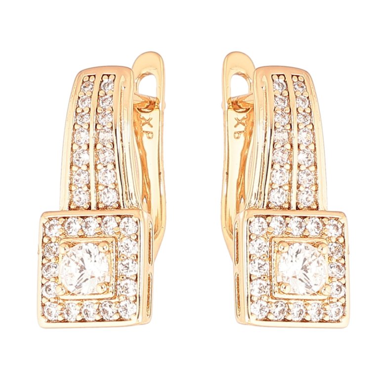 Сережки Xuping Позолота 18K англійський замок «Інкрустація кристалами» фото №11 Сережки Xuping Позолота 18K англійський замок «Інкрустація кристалами» фото №11