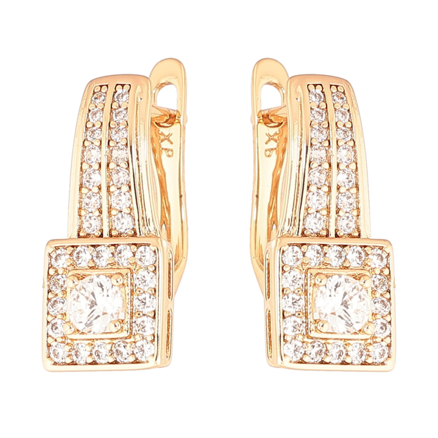 Сережки Xuping Позолота 18K англійський замок «Інкрустація кристалами» фото №1 Сережки Xuping Позолота 18K англійський замок «Інкрустація кристалами» фото №1