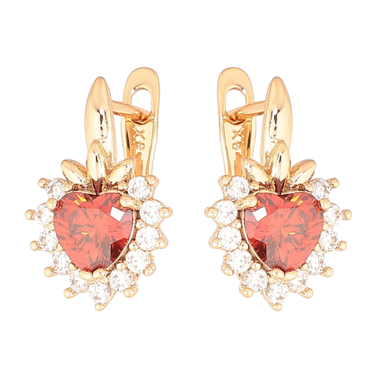 Серьги Xuping Позолота 18K английский замок Кристальные ягодки с красными кристаллами фото №20