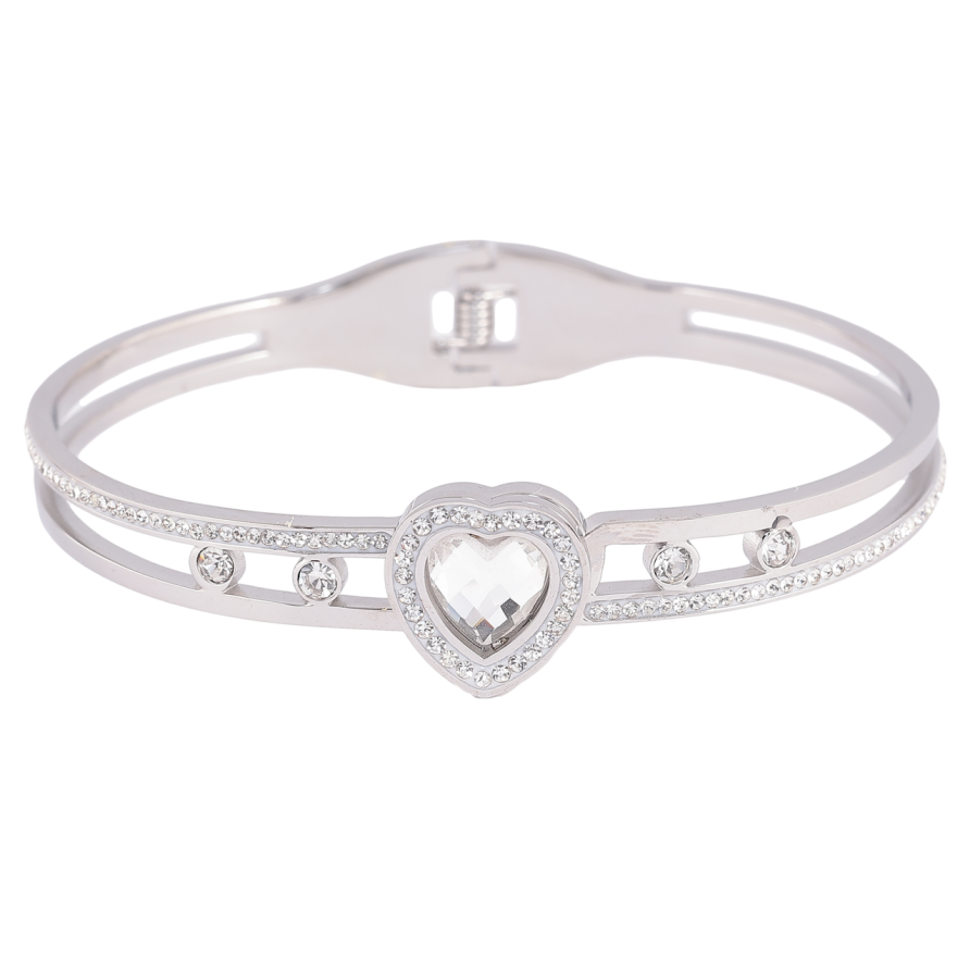 Браслет Xuping ТТМ Stainless Steel цвет Родий Сердечко с кристаллами ø 5.8см фото №1