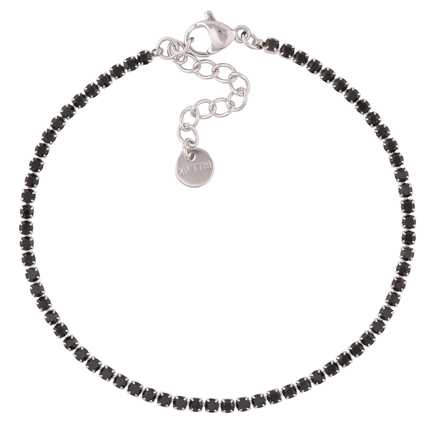 Браслет Xuping ТТМ Stainless Steel цвет Родий Дорожка черных кристаллов с доп.цеп 17.5-21см х 2мм фото №1 Браслет Xuping ТТМ Stainless Steel цвет Родий Дорожка черных кристаллов с доп.цеп 17.5-21см х 2мм фото №1