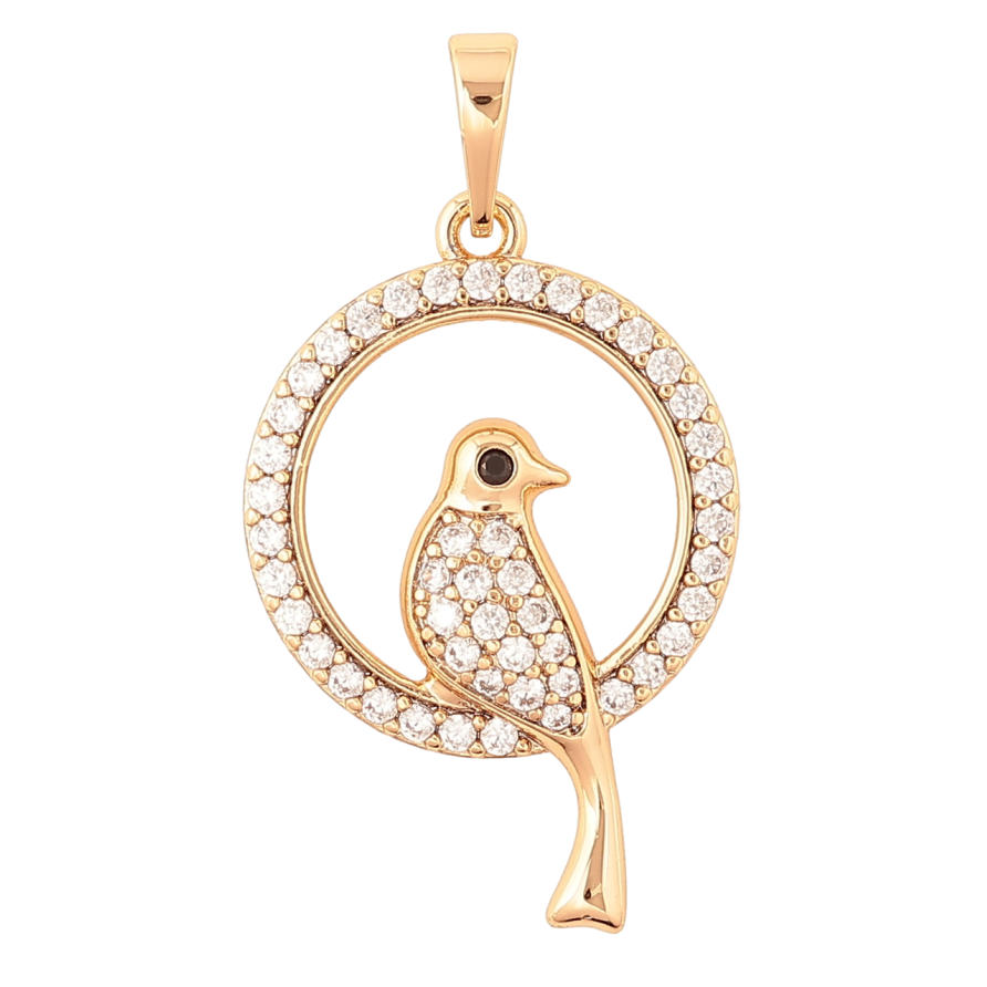 Кулон Xuping Позолота 18K «Пташка в колечку» для ланцюжка до 6мм фото №1 Кулон Xuping Позолота 18K «Пташка в колечку» для ланцюжка до 6мм фото №1