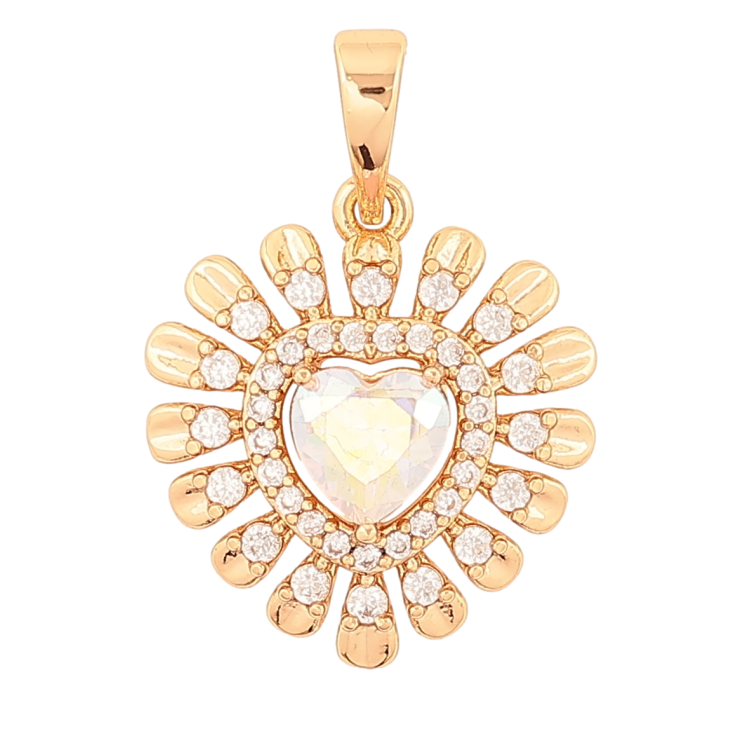 Кулон Xuping Позолота 18K «Променисте серце з райдужним кристалом» для ланцюжка до 6мм фото №3 Кулон Xuping Позолота 18K «Променисте серце з райдужним кристалом» для ланцюжка до 6мм фото №3