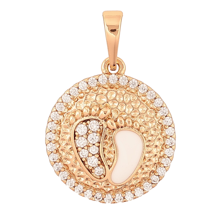 Кулон Xuping Позолота 18K Детские следочки с кристаллами и белой эмалью для цепочки до 6мм фото №14 Кулон Xuping Позолота 18K Детские следочки с кристаллами и белой эмалью для цепочки до 6мм фото №14