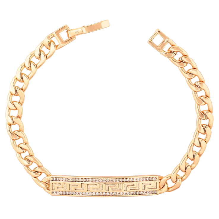 Браслет Xuping Позолота 18K Цепочка с вставкой греческий узор размер 18.5см х 6-7мм фото №14 Браслет Xuping Позолота 18K Цепочка с вставкой греческий узор размер 18.5см х 6-7мм фото №14