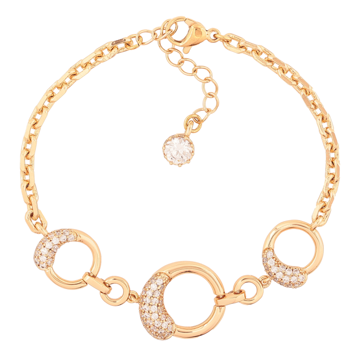 Браслет Xuping Позолота 18K Цепочка с круглыми вставками размер с доп. цепочкой 16-19см х 3-15мм фото №3 Браслет Xuping Позолота 18K Цепочка с круглыми вставками размер с доп. цепочкой 16-19см х 3-15мм фото №3