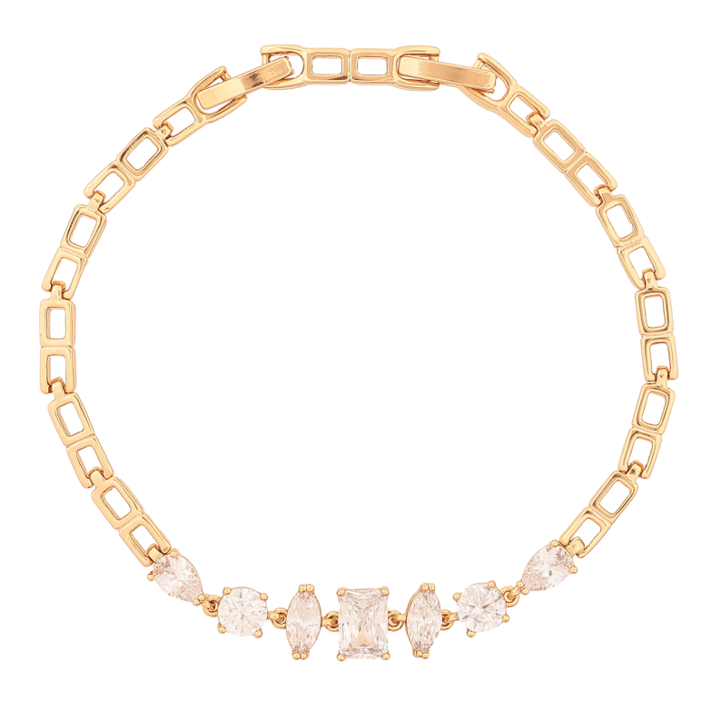Браслет Xuping Позолота 18K Узор с кристаллами размер с доп. замком 17.5,19.5см х 4-7мм фото №2