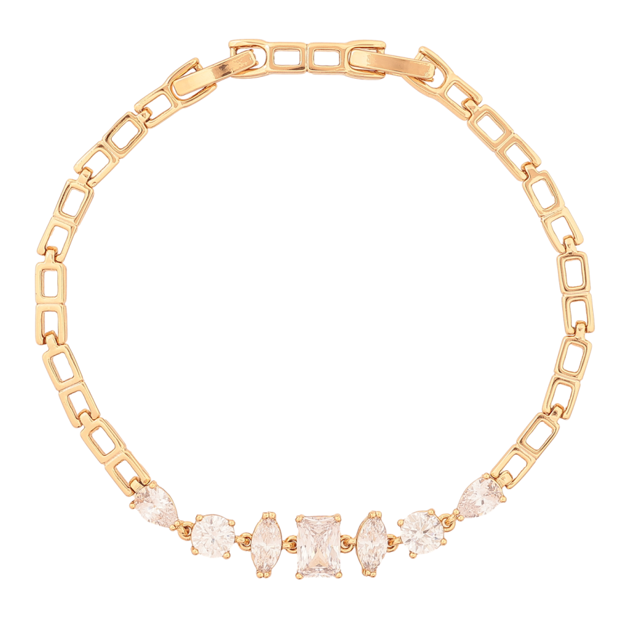 Браслет Xuping Позолота 18K «Візерунок з кристалами» розмір з доп. замком 17.5,19.5см х 4-7мм фото №1