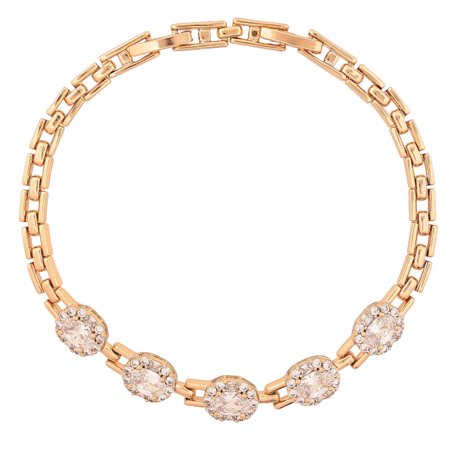 Браслет Xuping Позолота 18K Узор из кристаллов размер с доп. замком 17.5,19.5см х 4-6мм фото №1