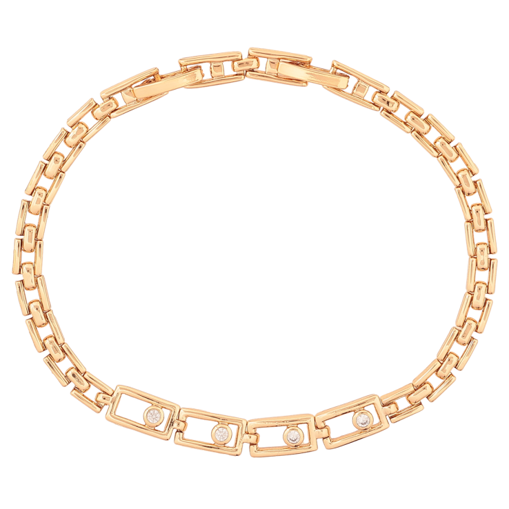 Браслет Xuping Позолота 18K Браслетный узор с кристаллами размер с доп. замком 17.5,19.5см х 4-6мм фото №5