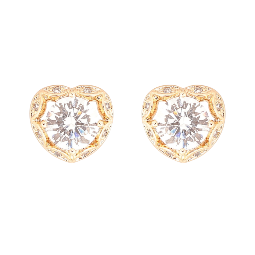 Серьги Xuping Позолота 18K пусеты Сердечки с кристаллами фото №1 Серьги Xuping Позолота 18K пусеты Сердечки с кристаллами фото №1