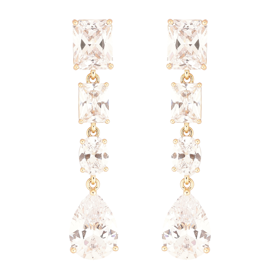 Серьги Xuping Позолота 18K пусеты Кристальные подвески фото №1