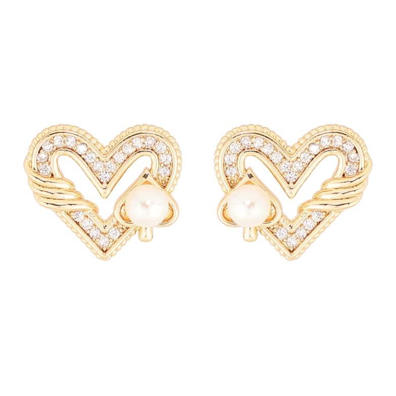 Сережки Xuping Позолота 18K пусети «Сердечка з кристалами та перловими піками» фото №7 Сережки Xuping Позолота 18K пусети «Сердечка з кристалами та перловими піками» фото №7