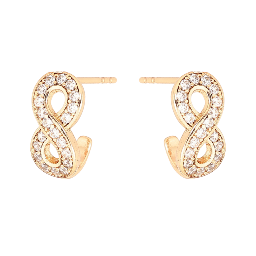 Сережки Xuping Позолота 18K пусети «Вісімки з кристалами» фото №1 Сережки Xuping Позолота 18K пусети «Вісімки з кристалами» фото №1