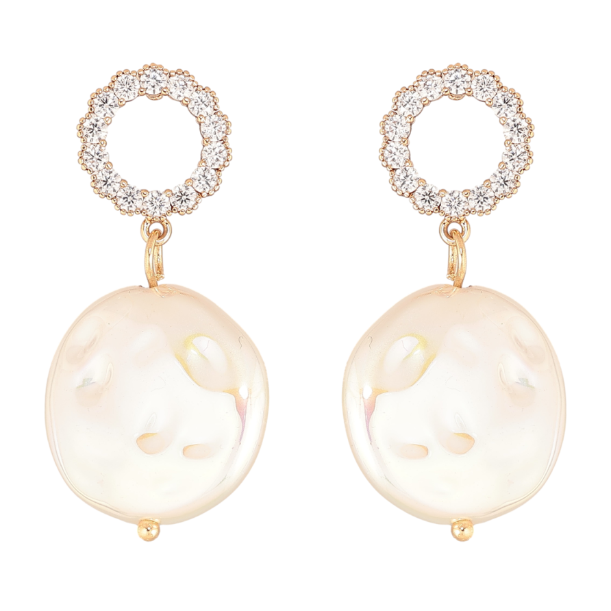 Серьги Xuping Позолота 18K пусеты Кристальные колечки с жемчужными подвесками фото №1 Серьги Xuping Позолота 18K пусеты Кристальные колечки с жемчужными подвесками фото №1