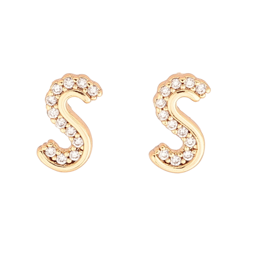 Сережки Xuping Позолота 18K пусети «Буква S з кристалами» фото №1 Сережки Xuping Позолота 18K пусети «Буква S з кристалами» фото №1