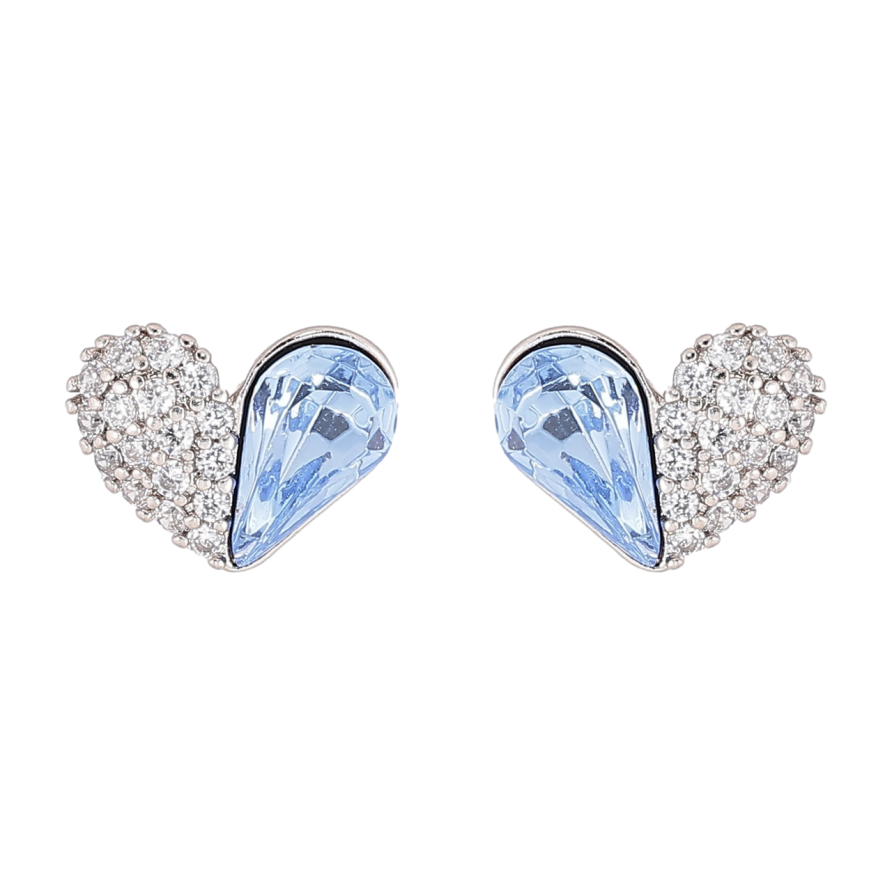 Сережки Xuping колір Родій з кристалами Swarovski пусети «Сердечка з кристалами Aquamarine» фото №1 Сережки Xuping колір Родій з кристалами Swarovski пусети «Сердечка з кристалами Aquamarine» фото №1