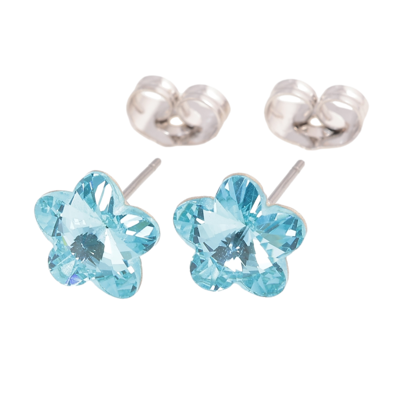 Серьги Xuping цвет Родий с кристаллами Swarovski пусеты Цветочки Light Turquoise ø 10мм фото №5 Серьги Xuping цвет Родий с кристаллами Swarovski пусеты Цветочки Light Turquoise ø 10мм фото №5