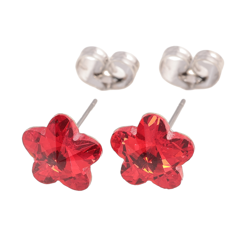 Серьги Xuping цвет Родий с кристаллами Swarovski пусеты Цветочки Siam ø 10мм фото №6