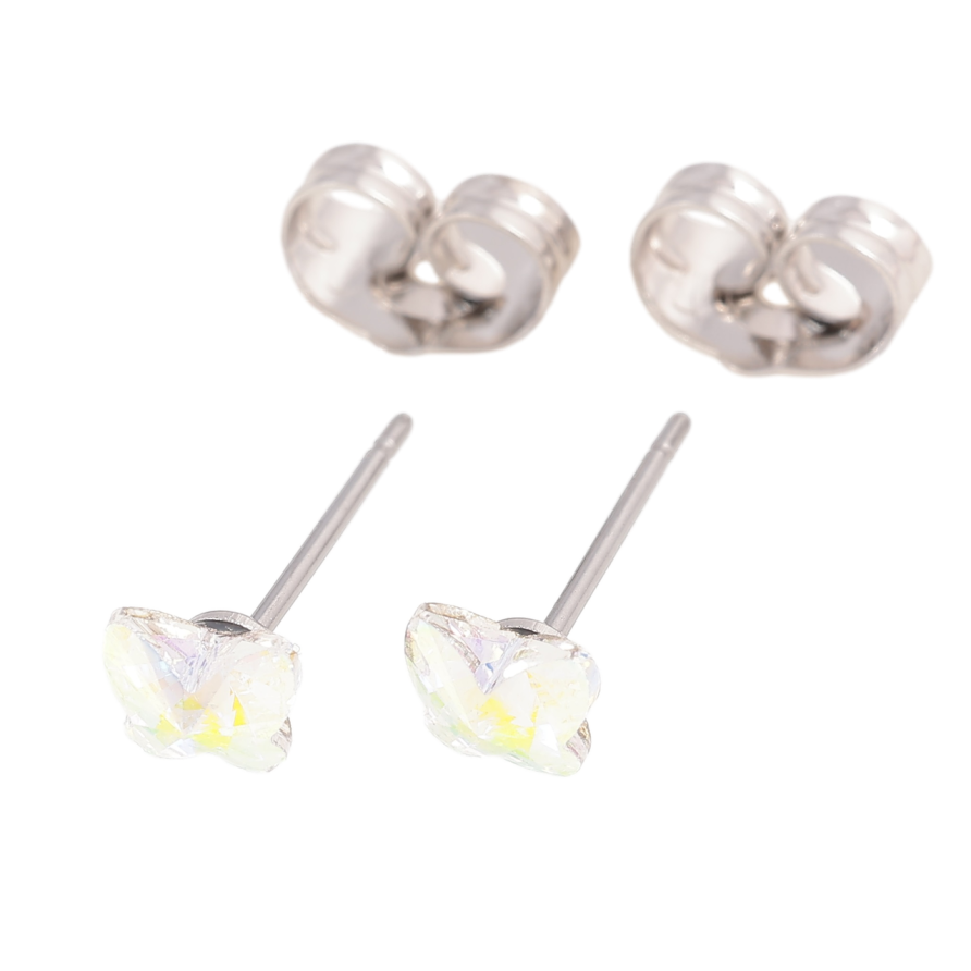 Серьги Xuping цвет Родий с кристаллами Swarovski пусеты Бабочки АВ фото №1